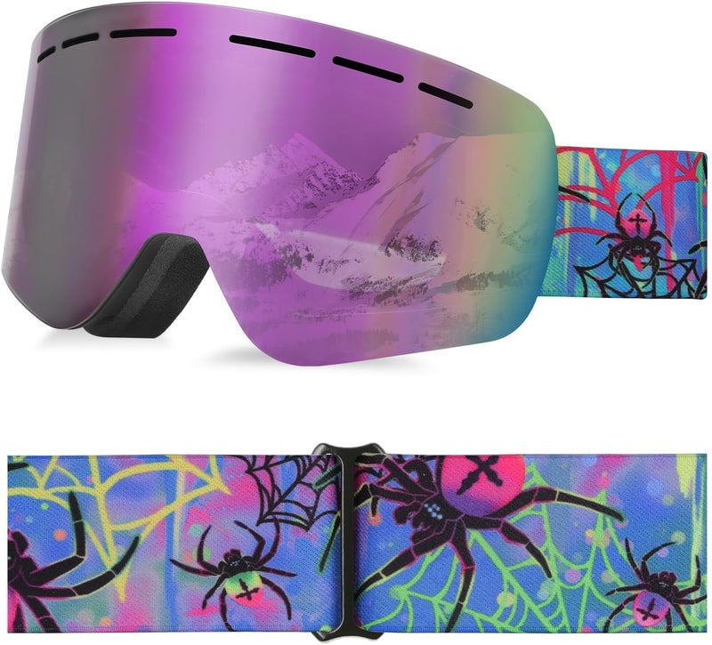 YooxArmor OTG Kids Ski Goggles, Snowboard Goggles Anti Fog UV400 for Kid 6-14 Years, Snow Goggles for Youth Boys Girls - Image 1